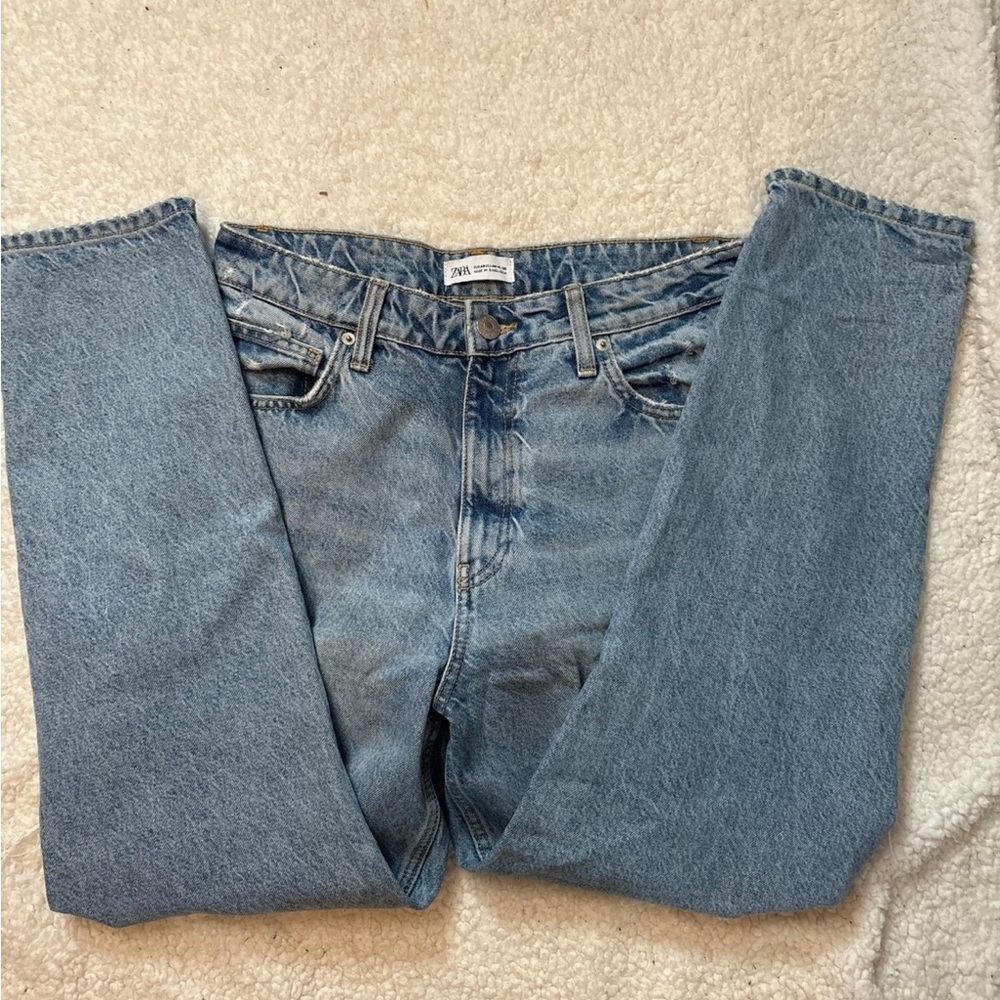 Zara Light Blue Straight Jeans
